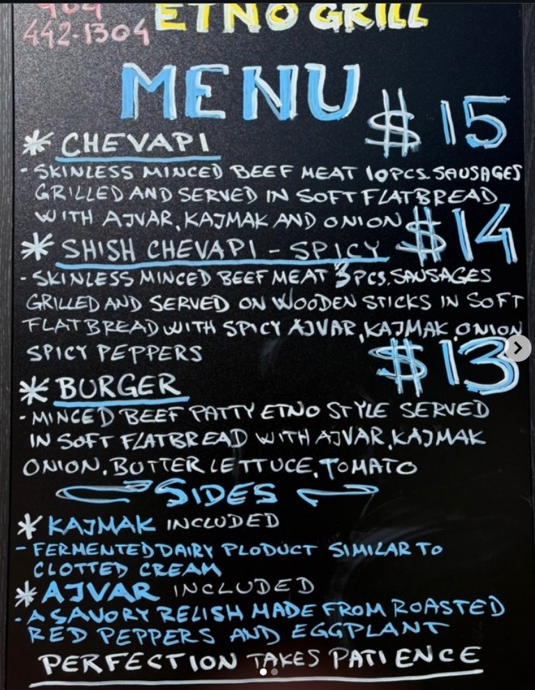 Etno Grill menu
